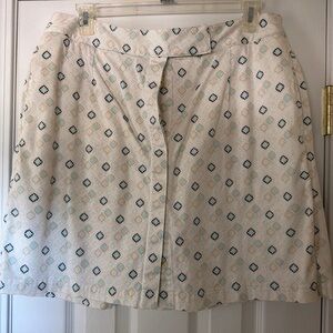 Liz Claiborne Cream and Black Patterned A-Line Skirt